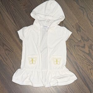 White Hooded Cover-Up with Butterfly Pockets